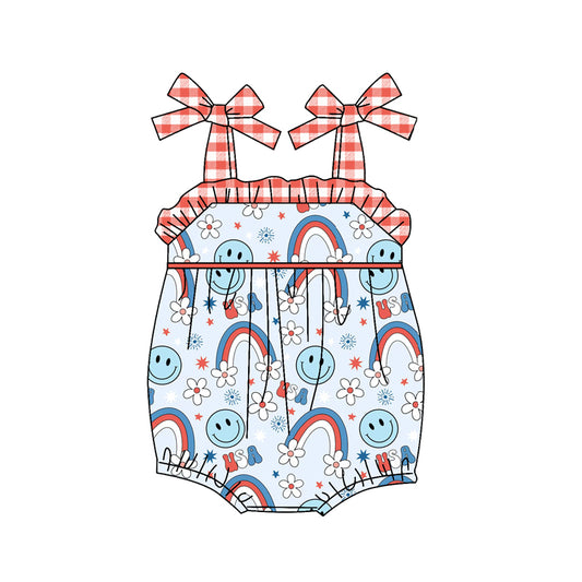 Baby Infant Girls Smile Rainbow 4th Of July Rompers preorder(moq 5)