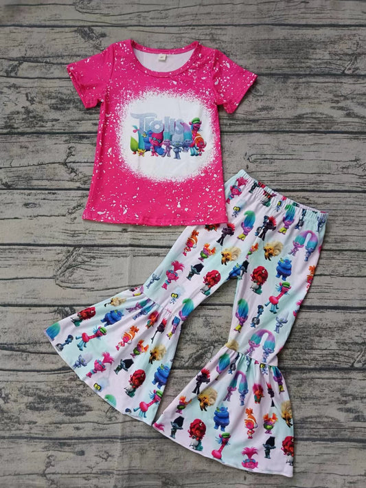 Baby Girls Cartoon Colorful Hair Tee Shirt Bell Pants Clothes Sets preorder (moq 5)