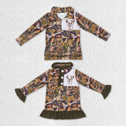 Sibling Girls Baby Boys Camo Hunting Deer Season Pullover Jackets Tops