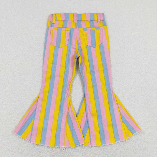 Baby Girls Easter Colorful Stripes Bell Denim Pants