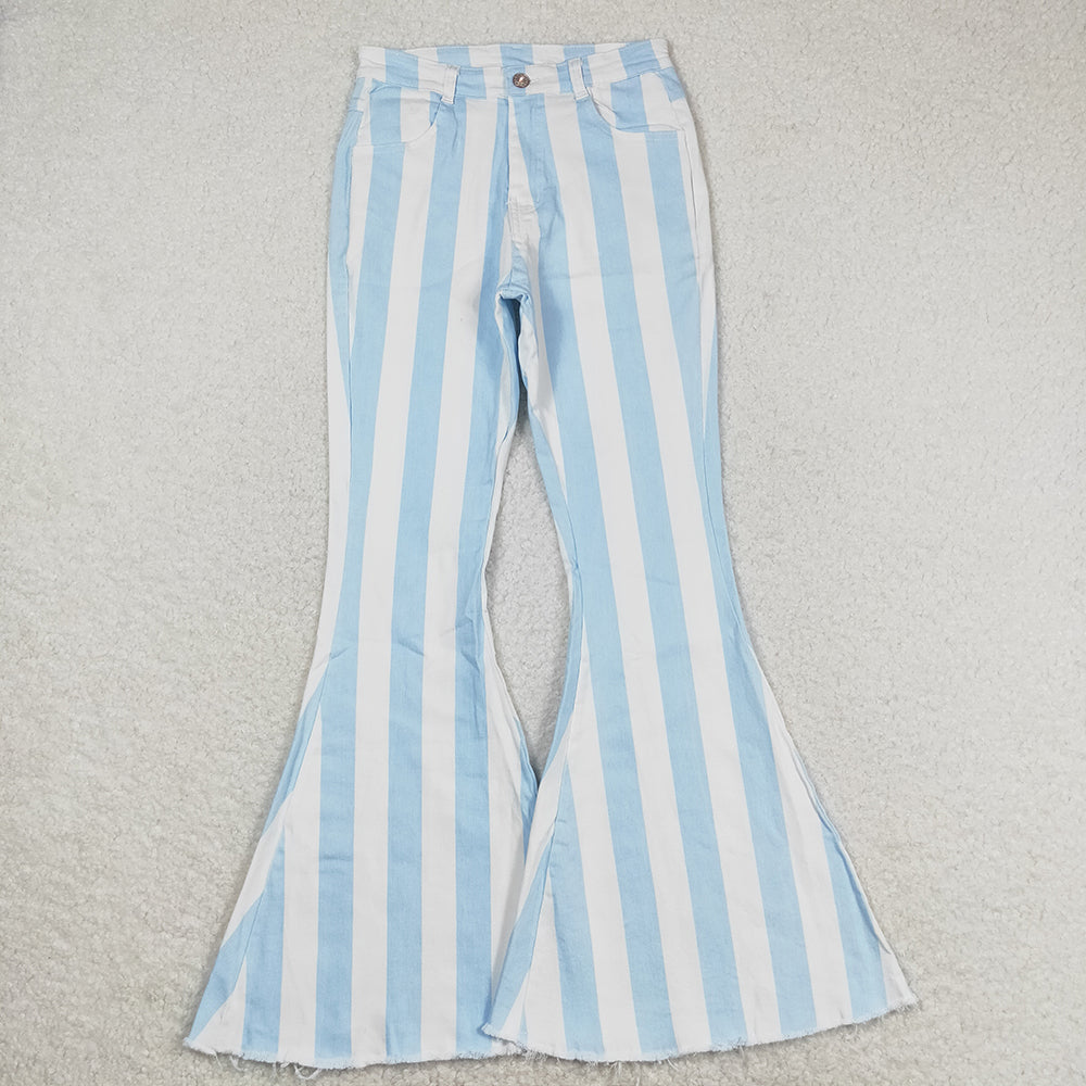 Mommy and Me Baby Girls Blue Stripes Bell Flare Denim Pants