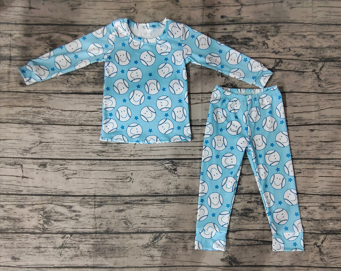 Baby Boys Blue Baseball Shirt Pants Pajamas Clothes Sets