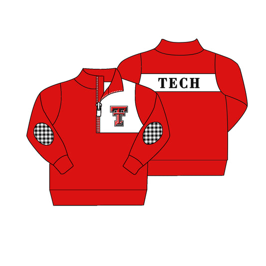 Preorder (moq 5)Baby Boys Red Tech Team Zip Pullovers Tops Tee Shirts