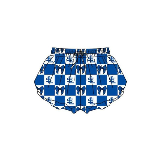 Preorder moq 5 Adult Women Blue Bows SL Checked Team Butterfly Shorts Bottom