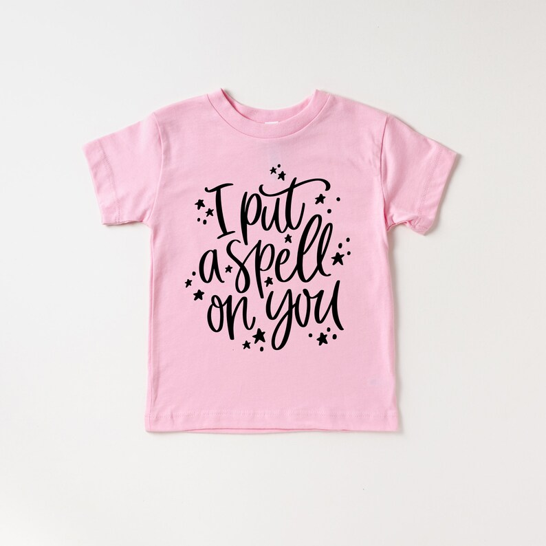 Baby Girls Pink Halloween Put Spell Short Sleeve Tee Shirts Tops Preorder(moq 5)