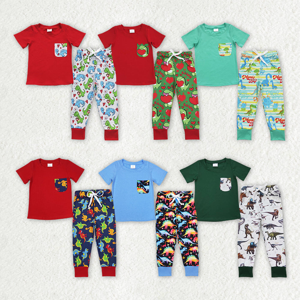 Brother Baby Boys Dinosaurs Pocket Tee Tops Pants Clothes Sets