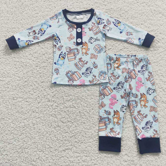 Baby Boys Blue Dogs Pajamas Clothes Sets