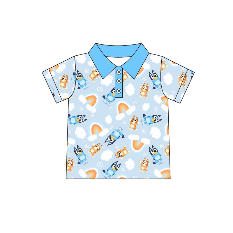 Baby Boys Blue Dogs Rainbow Short Sleeve Tee Shirts preorder(moq 5)