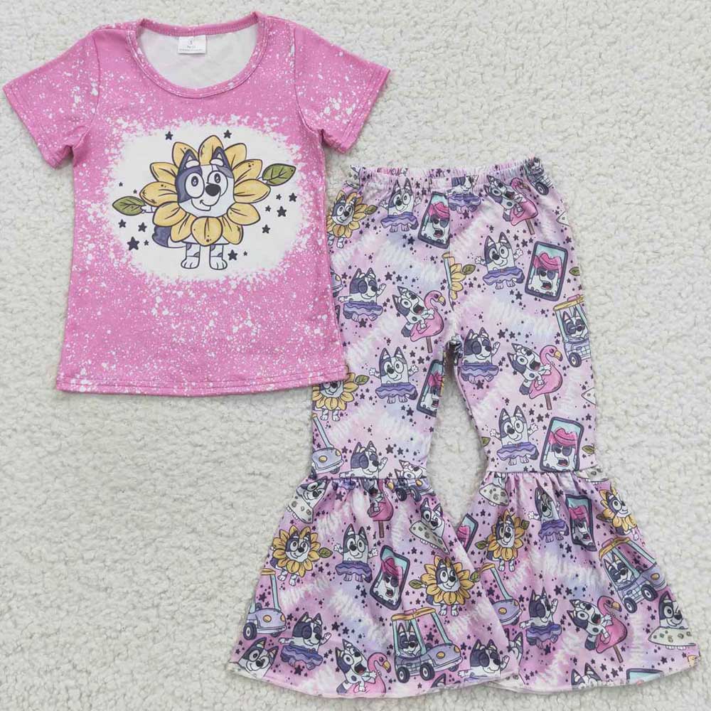 Baby Girls Purple Dog Bell Pants Clothes Sets