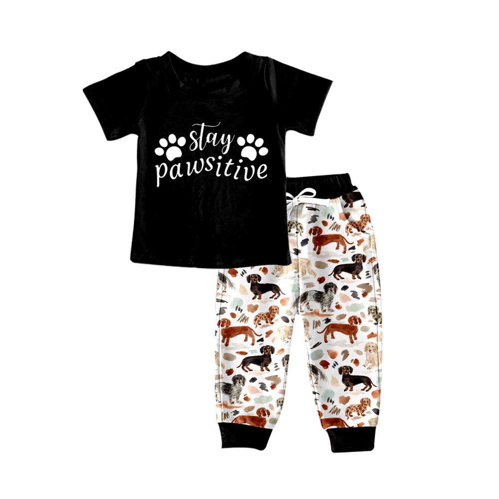 Baby Boys Dog Pawprint Shirt Top Pants Clothing Sets preorder(moq 5)