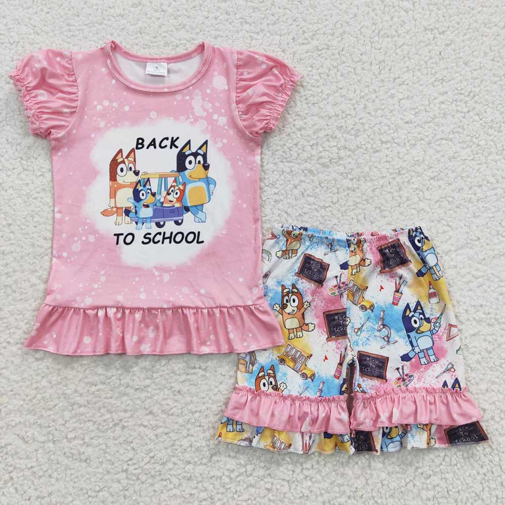 Baby Girls Back To School Dogs Shorts Clothes Sets