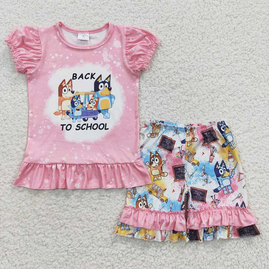 Baby Girls Back To School Dogs Shorts Clothes Sets