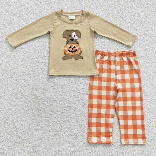 Baby Sibling Dog Pumpkin Halloween Clothes Sets Rompers