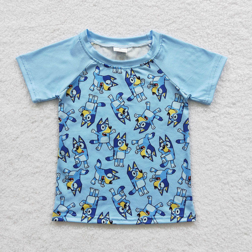 Baby Boys Blue Dog Short Sleeve Shirts Tops