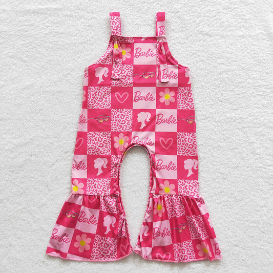 Baby Girls Doll Pink Flowers Straps Jumpsuits