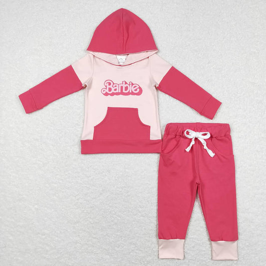 Baby Girls Pink Pockets Doll Hoodie Tops Shirts Pants Clothes Sets