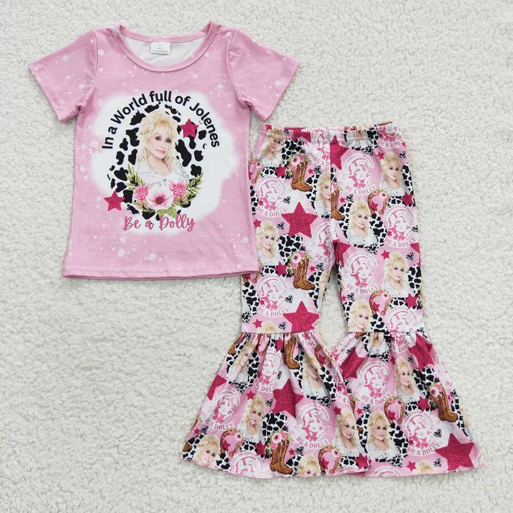 Baby Girls Pink Flowers Sing Bell Pants Clothes Sets