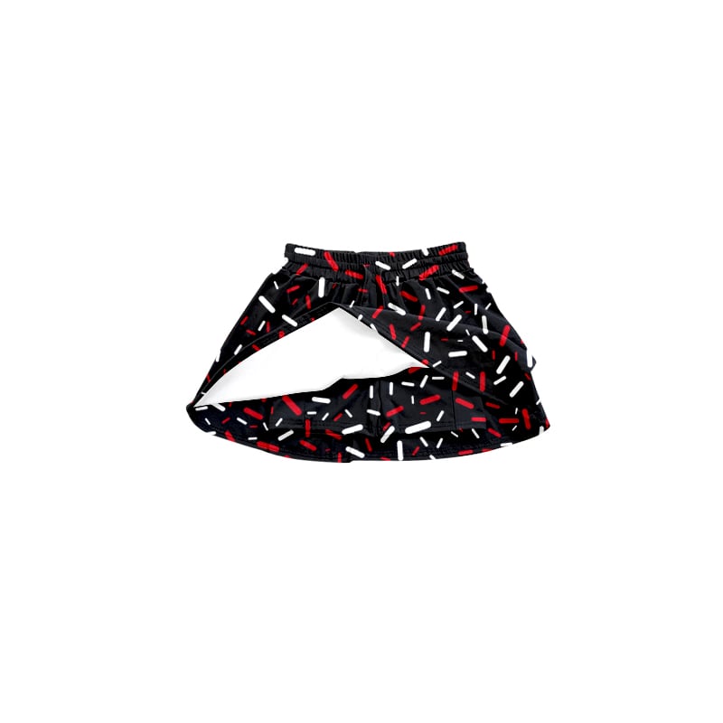 Preorder(moq 5) Baby Girls Red Black Drips Sprinkles Team Skort Shorts Bottoms