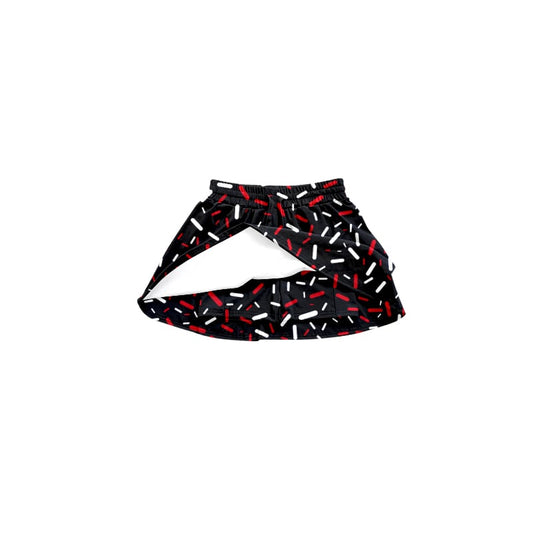 Preorder(moq 5) Baby Girls Red Black Drips Sprinkles Team Skort Shorts Bottoms