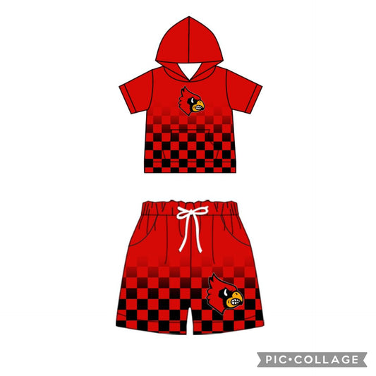 Preorder (moq 5)Baby Boys Cardinals Hooded Top Shorts Clothes Sets