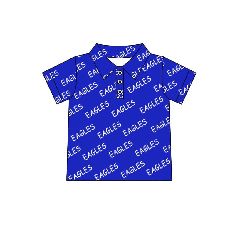 Preorder(moq 5) Baby Boys Short Sleeve Eagles Team Button Pullovers Top