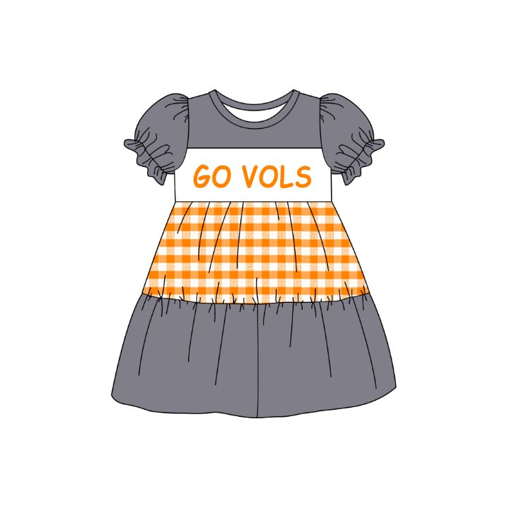 Preorder (moq 5)Baby Girls Go Vols Team Knee Length Dresses