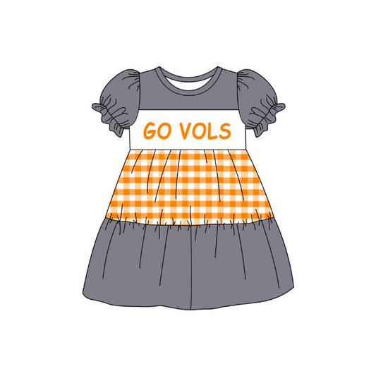 Preorder (moq 5)Baby Girls Go Vols Team Knee Length Dresses