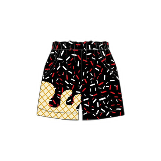 Preorder (moq 5)Baby Boys Black Red Drips Team Shorts Bottom