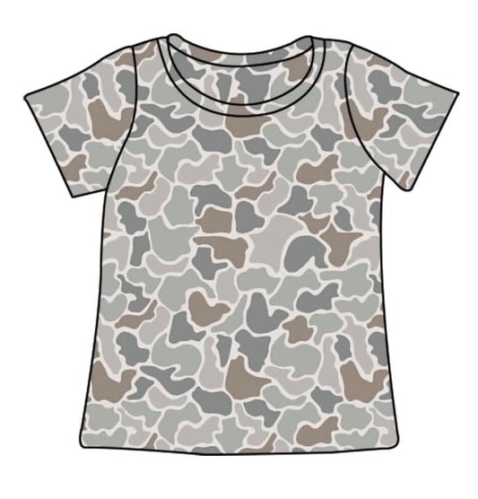 Preorder (moq 5)Baby Boys Short Sleeve Khaki Camouflage Short Sleeve Shirts Tops