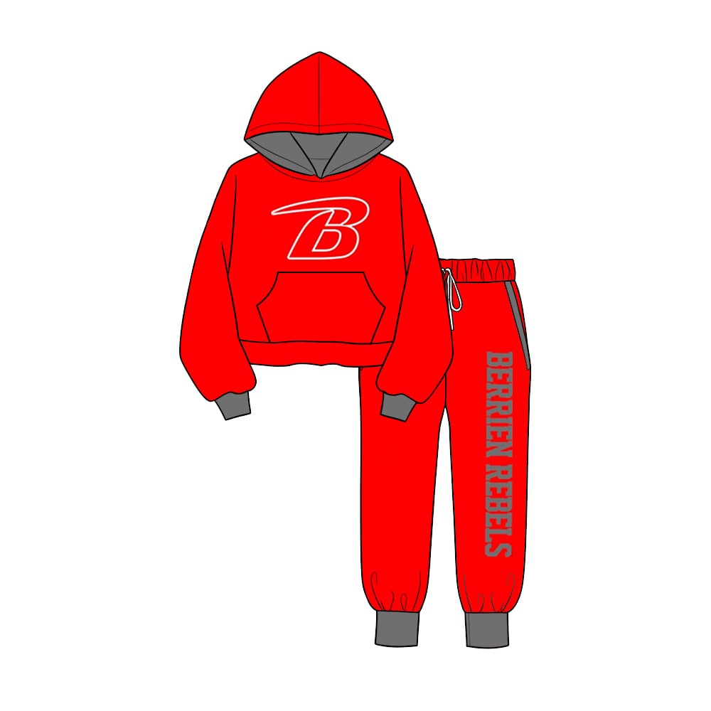 Preorder (moq 5)Berrien Rebels Baby Boys Pocket Hoodie Joggers Team Clothes Set