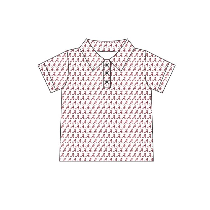 Preorder(moq 5) Baby Boys Wine  Alabama A Team Short Sleeve Tee Pullovers Shirts Tops