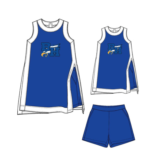 Preorder (moq 5)Adult Women Eagles Bird Split Skirt Pockets Short Clothes Sets
