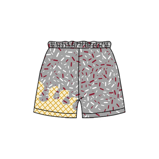 Preorder(moq 5) Baby Boys Grey Wine Sprinkles Team Sports Shorts