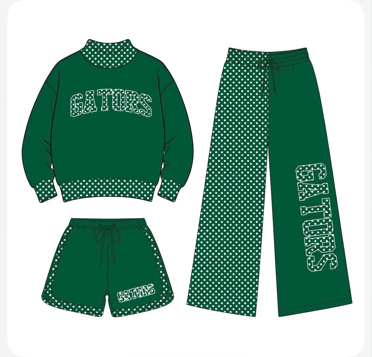 Preorder (moq 5) 3pcs Baby Girls Gators Shirt Shorts Pants Team Clothes Sets