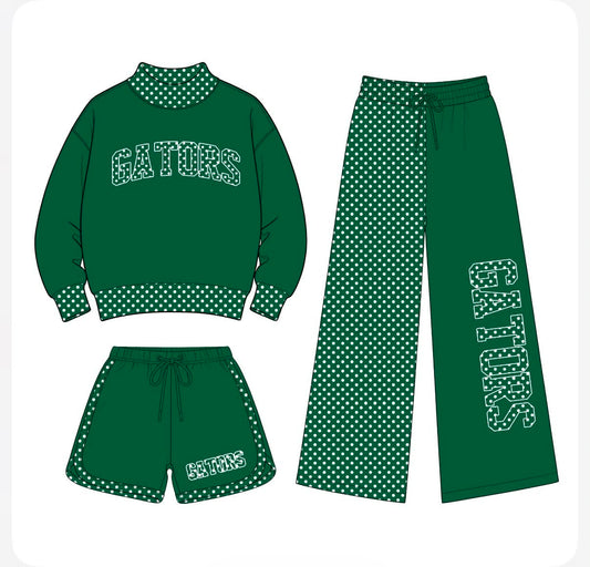 Preorder (moq 5) 3pcs Baby Girls Gators Shirt Shorts Pants Team Clothes Sets