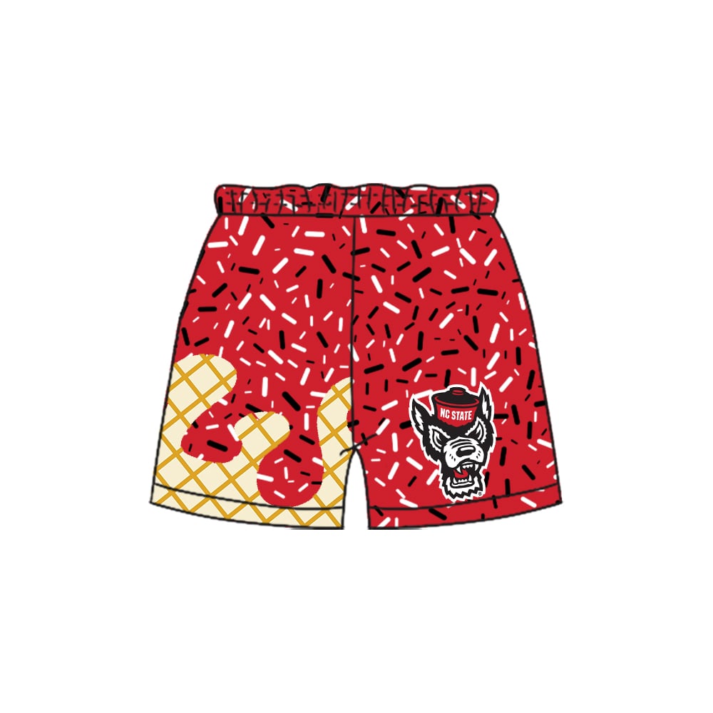 Preorder moq 5 Baby Boys Red Sprinkles Wolf Team Shorts Bottom
