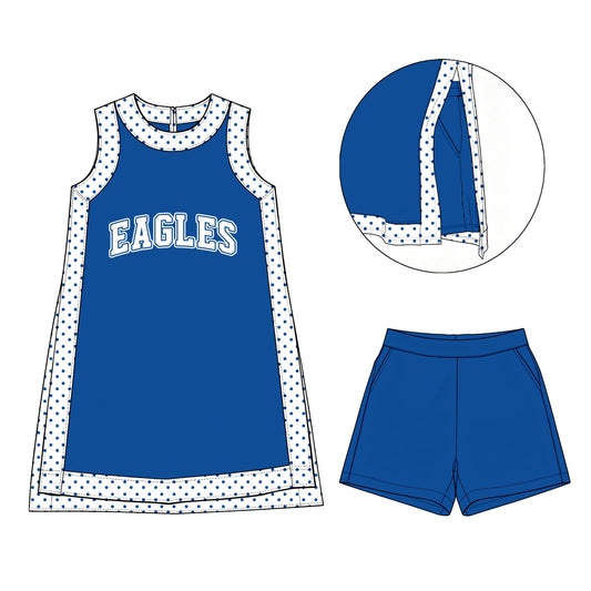 Preorder moq 5 Baby Girls Sleeveless Eagles Yoga Active Split Short Clothes Sets