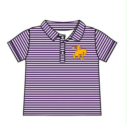 Preorder (moq 8)Baby Boys Purple White Stripes Horse Polo Shirts Tops