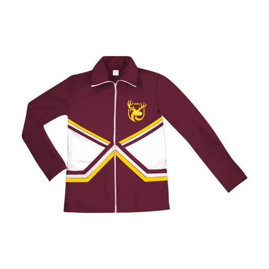 Preorder (moq 5)Baby Girls Wine Deer Team Zipper Jacket Top