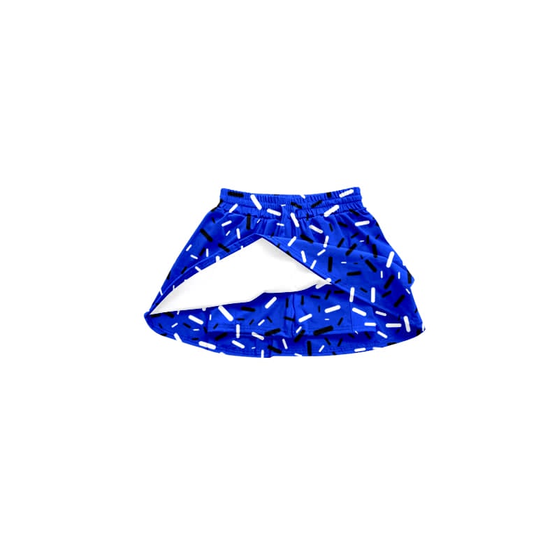 Preorder(moq 8) Baby Girls Royal Blue Black Drips Sprinkles Team Skort Shorts Bottoms