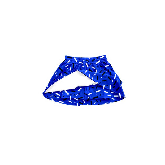 Preorder(moq 8) Baby Girls Royal Blue Black Drips Sprinkles Team Skort Shorts Bottoms