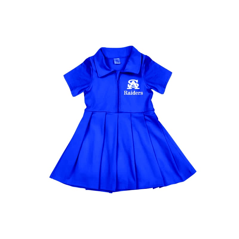 Preorder (moq 5)Baby Girls Short Sleeve Raiders Team Yoga Knee Length Dress