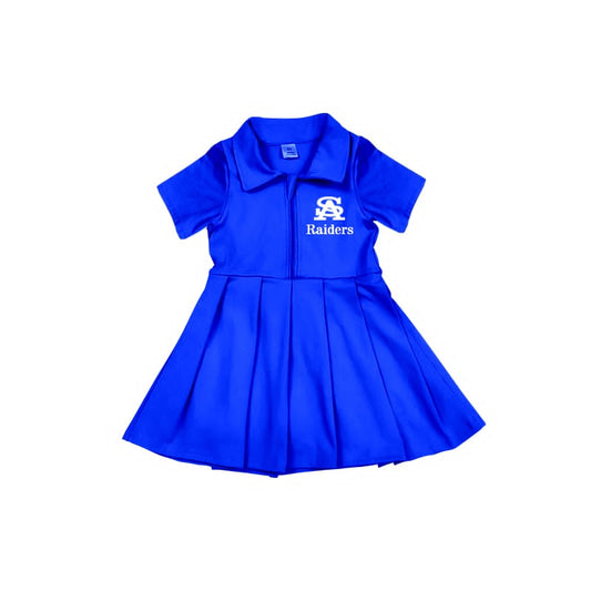 Preorder (moq 5)Baby Girls Short Sleeve Raiders Team Yoga Knee Length Dress