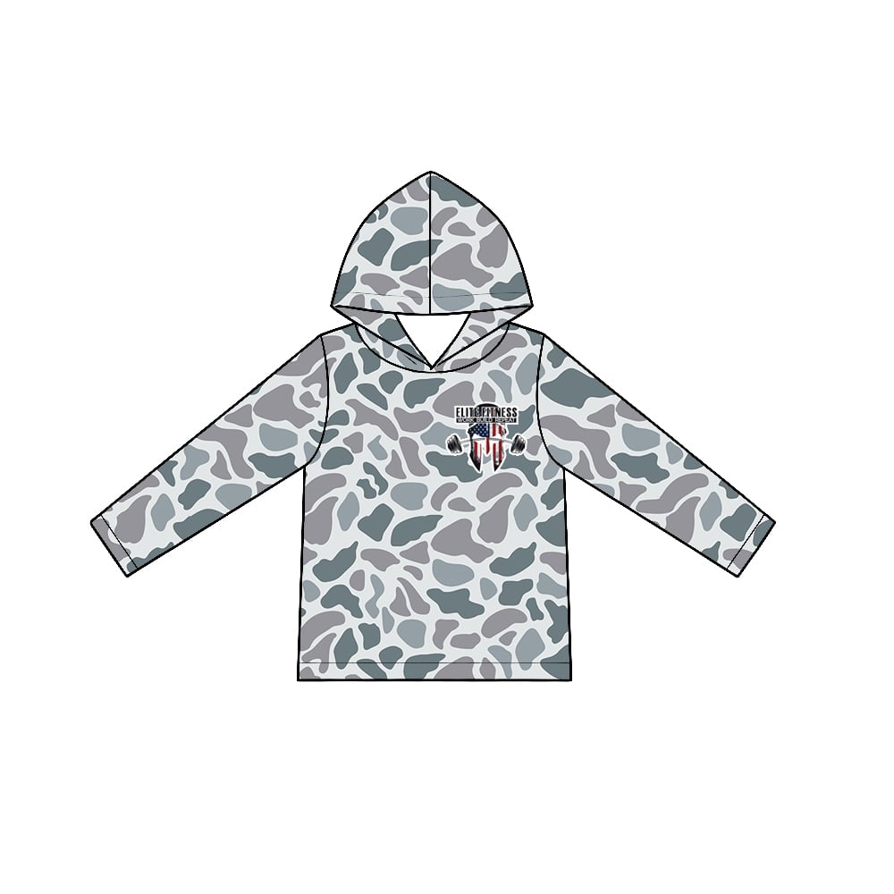 Preorder moq 5 Adult Men Long Sleeves Grey Camo Logo Hoodies Top