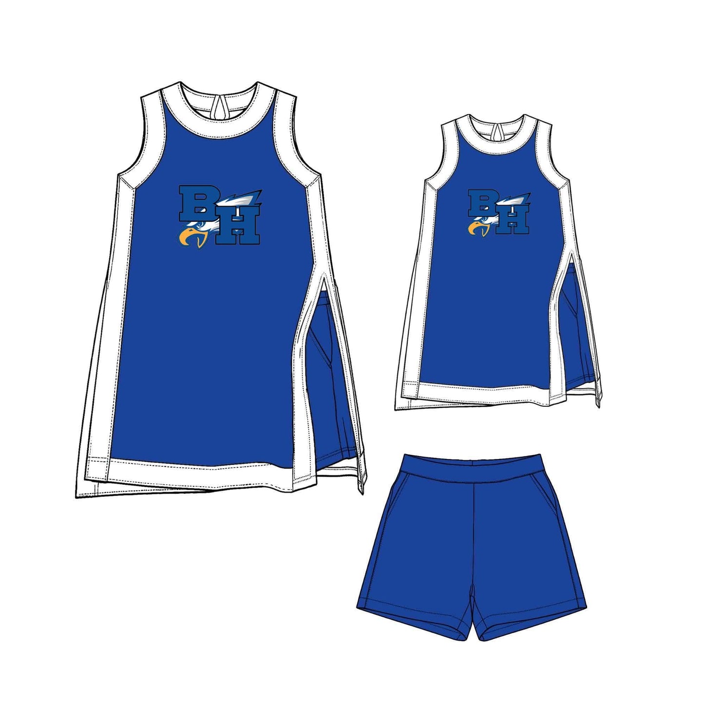 Preorder moq 5 Baby Girls Sleeveless Eagles Bird Yoga Active Split Short Clothes Sets