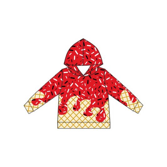 Preorder (moq 5)Baby Boys Long Sleeves Drip Red Black Team Hoodies Tops