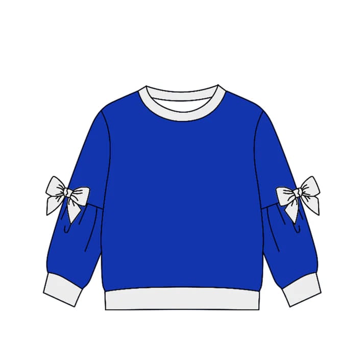 Preorder moq 5 Baby Girls Long Sleeve Blue Bows T-shirts Top
