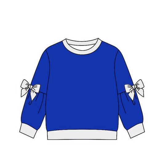 Preorder moq 5 Baby Girls Long Sleeve Blue Bows T-shirts Top