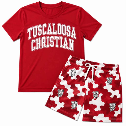 Preorder moq 5 Baby Boys TCS Red Top Short Team Clothes Sets
