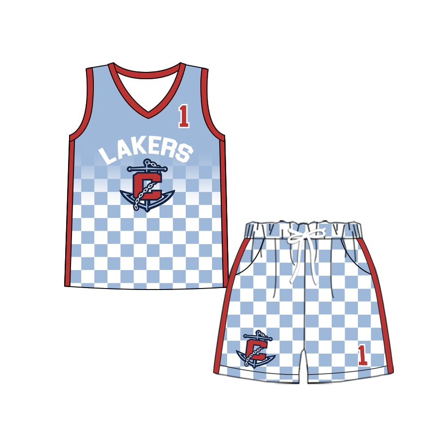 Preorder (moq 5)Baby Boys Milk silk Lakers Basketball Team Shirt Shorts Sets